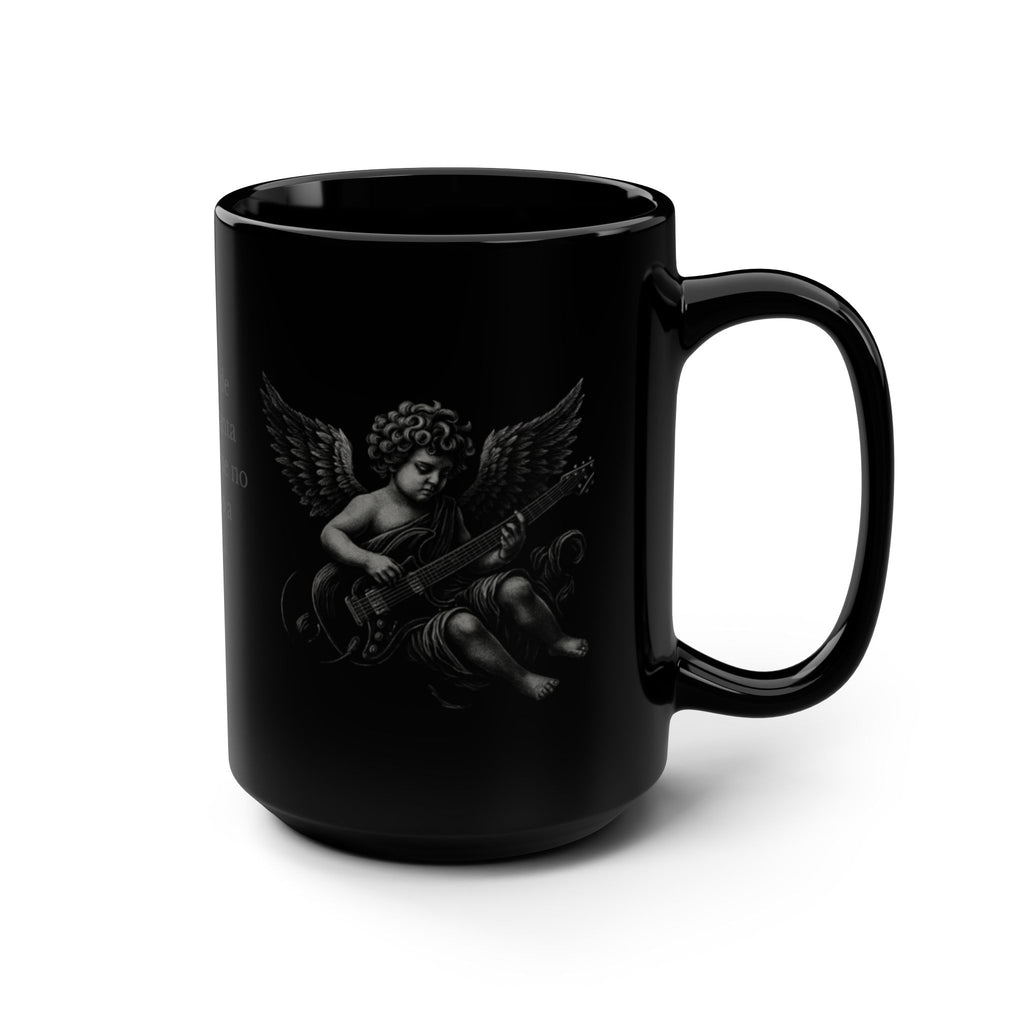 Black 15oz Mug — Black Winter Rock Logo "Un ángel de invierno canta los versos…"