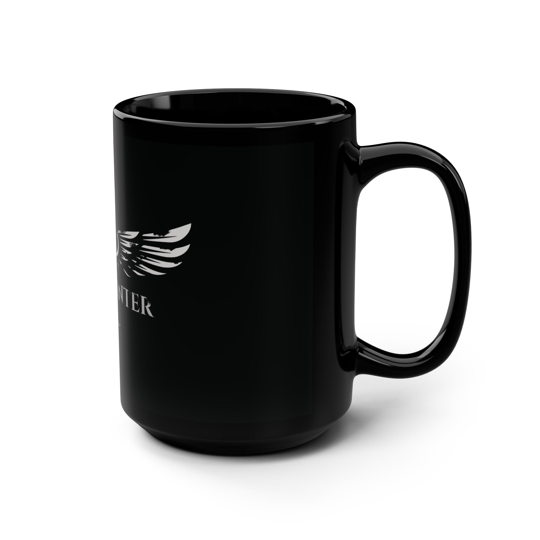 Taza negra — Taza de café de 453 ml con el logotipo de la guitarra rockera "Black Winter Rock"